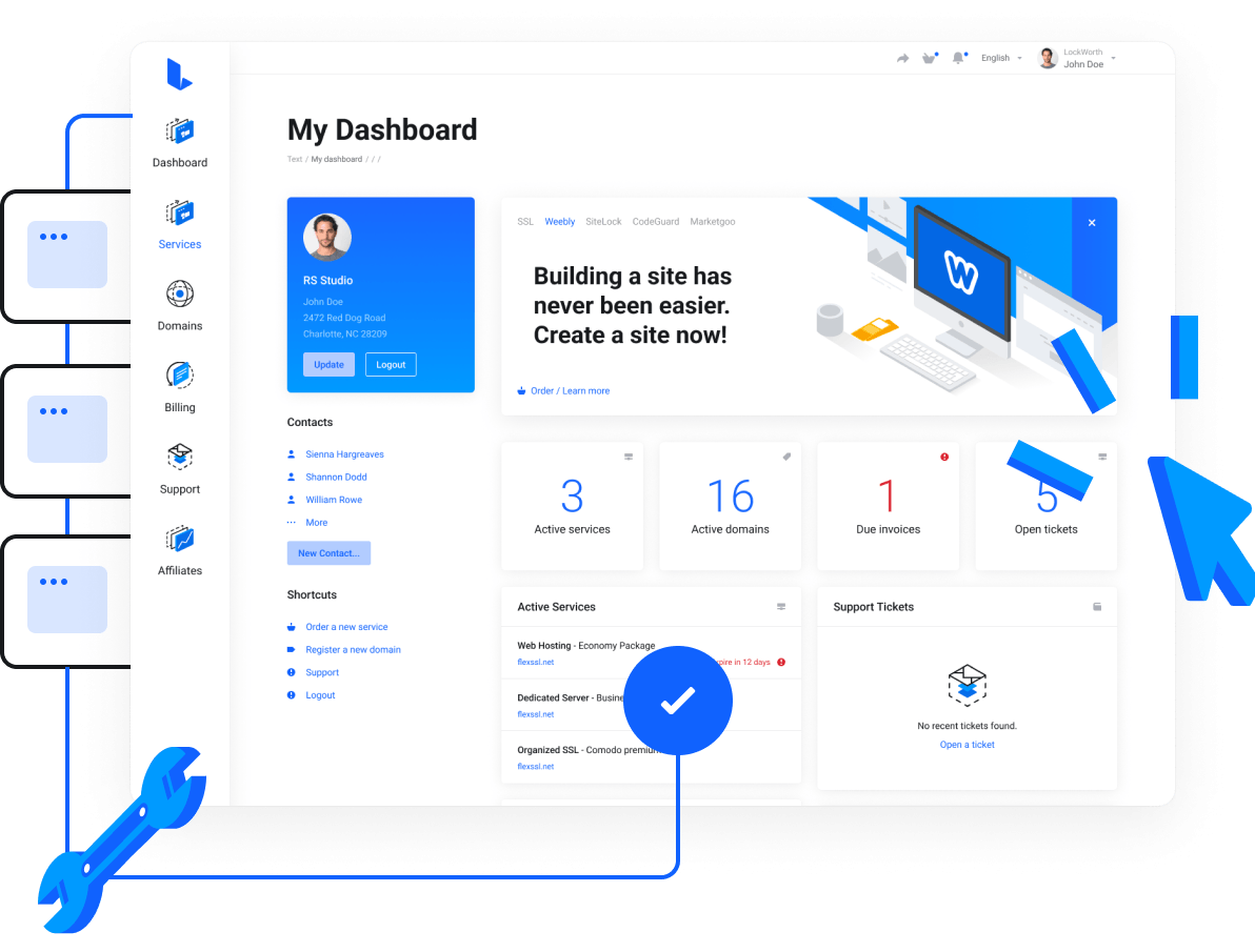 VITALBLAZE » Hosting Provider | Websites. Domains. Server. - Super easy control panel to manage all your services